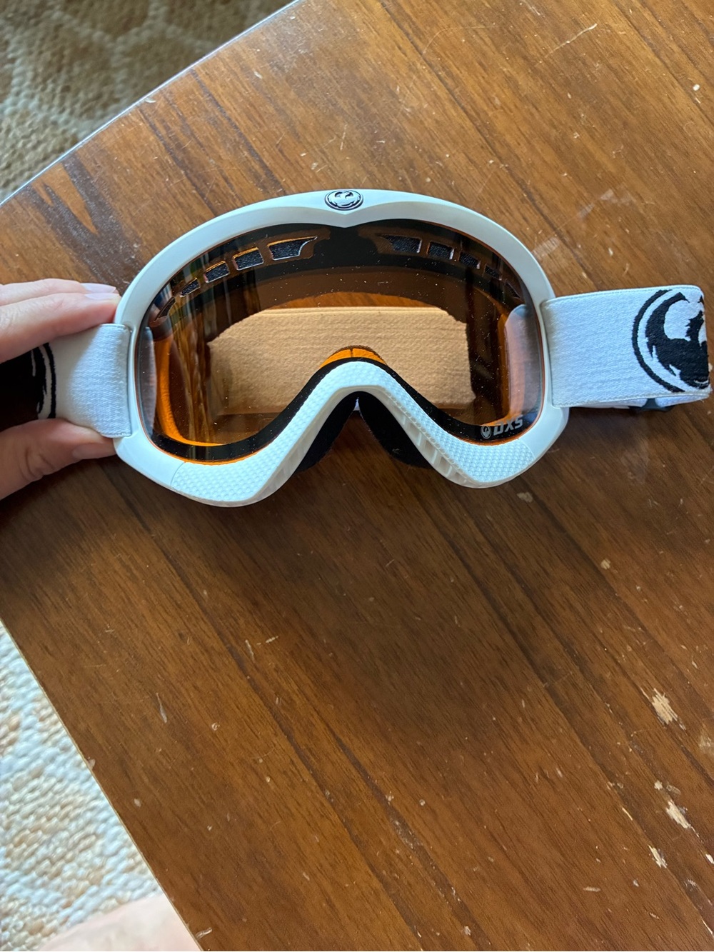 Kids White Snow Goggles with Amber Lens